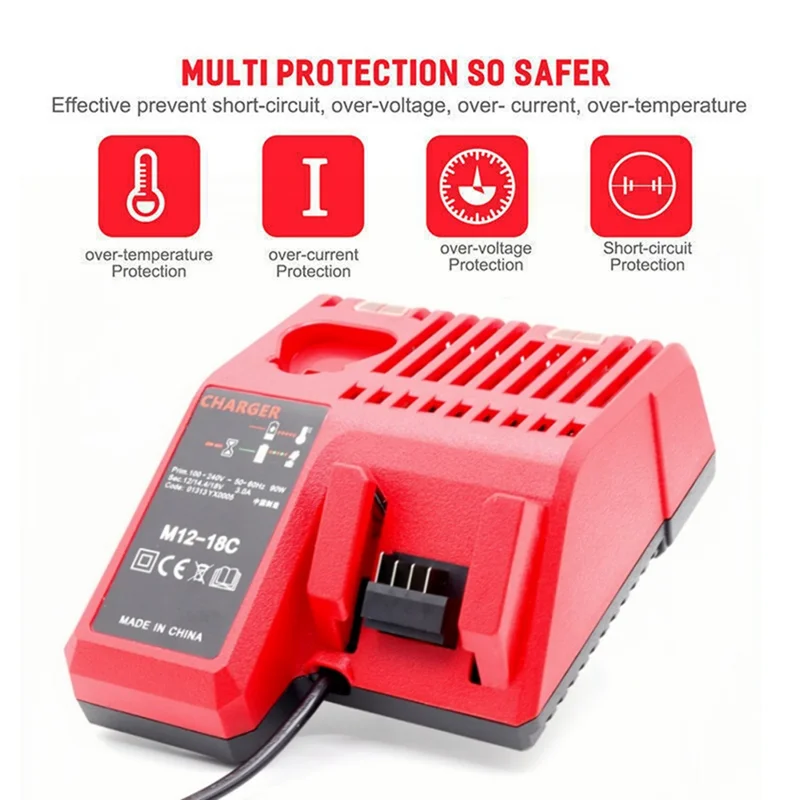 ABKQ-شاحن الجهد المتعدد شاحن بطارية ليثيوم شاحن الجهد المتعدد لـ M12 M18C 14V-18V 48-11-1850 48-11-1840 الاتحاد الأوروبي