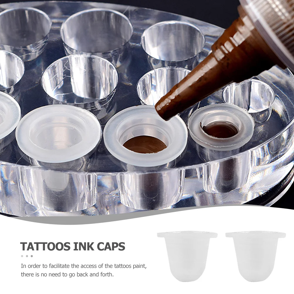 200 Pcs Tattoo Color Cup Tattoos Makeup Pigment Caps Ink Silicone Cups Silica Gel Holders Multi-functional