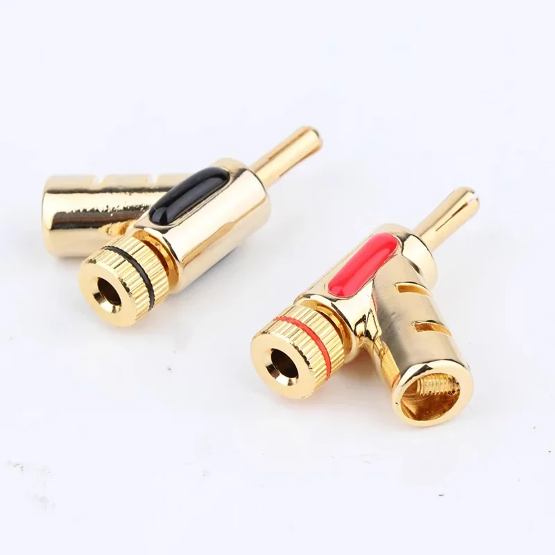 4/20/100Pcs 45 Dgree Locking Banana Plug 24K Gold Plated High Performance Audio Banana Connectors For Hifi Speaker Cable