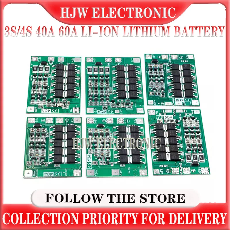 3S/4S 40A 60A Li-ion Lithium Battery Charger Protection Board 18650 BMS For Drill Motor 11.1V 12.6V/14.8V 16.8V Enhance/Balance