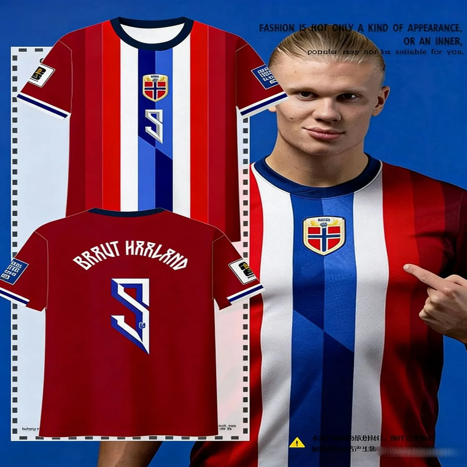 2026 Norway Team Haaland Soccer Jersey – Men's & Women's Summer Quick-Dry Crew Neck Short-Sleeve Fan T-Shirt