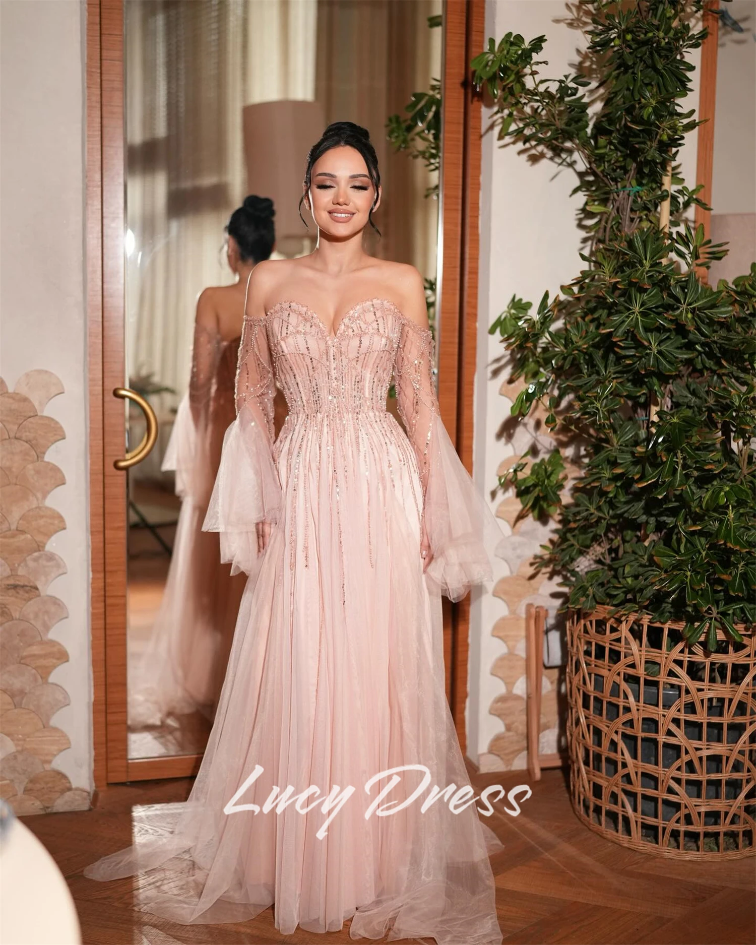 Lucy robe de soirée personnalisée robes de soirée pour les invités de mariage robes de bal femme robe d'occasion spéciale robes de soirée roses