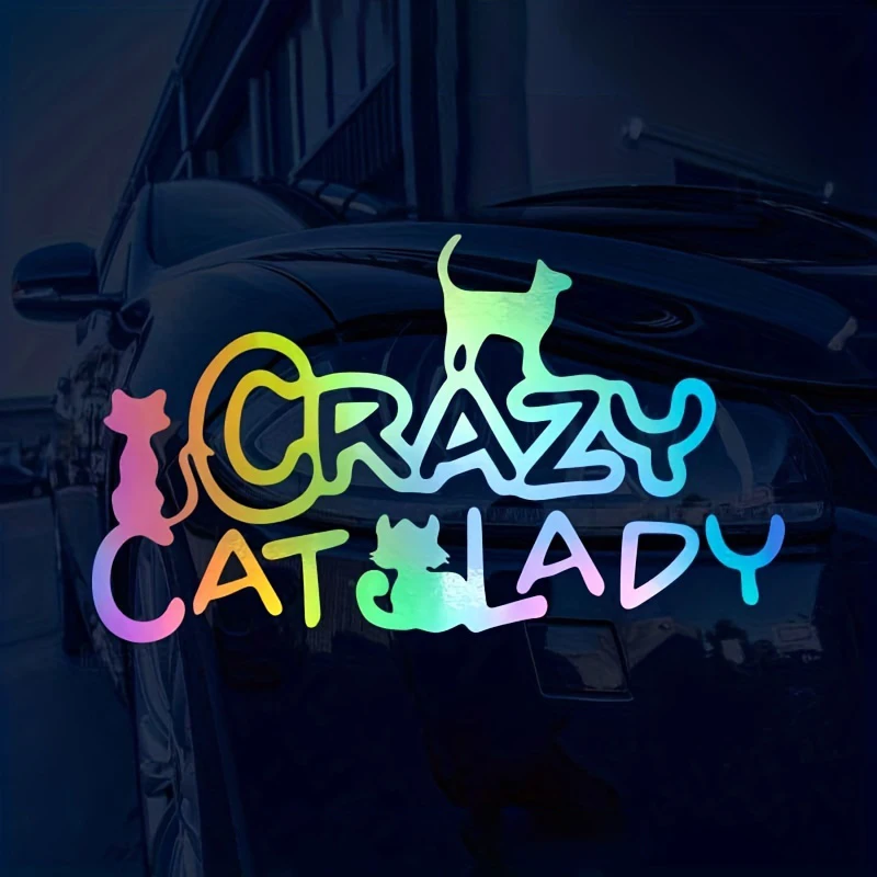 

Сумасшедший кот, женские автомобильные наклейки, кузов автомобиля, окно, бампер, водостойкая виниловая наклейка, авто наклейка, автомобильные аксессуары