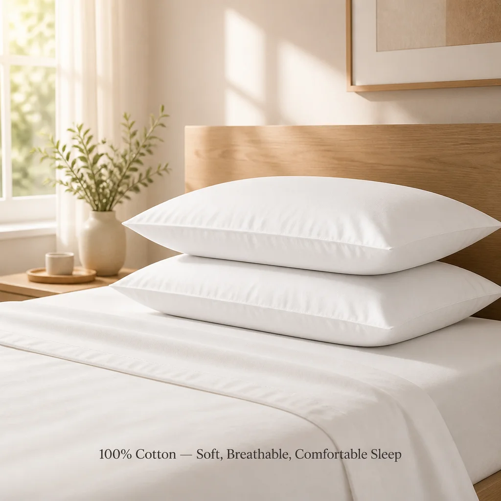 4Pcs Sheet Set 100% Cotton Soft High Density Fitted/Flat Sheet+Pillowcase Soft Skin-friendly White Hotel Home Full Bedding