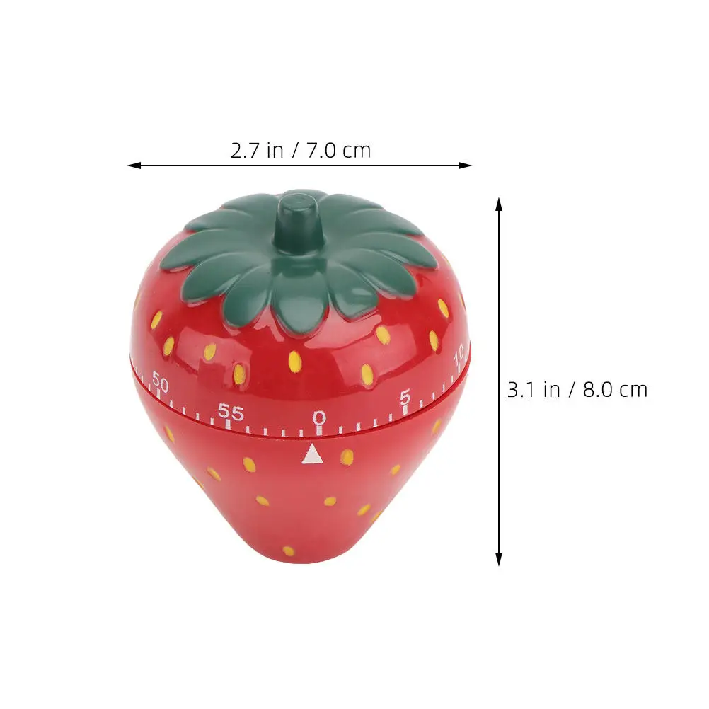 Cute Fruit Shaped Mechanical Timer Strawberry Design Loud Alarm Kitchen Countdown Timer for Baking Cooking Restaurant Home Use