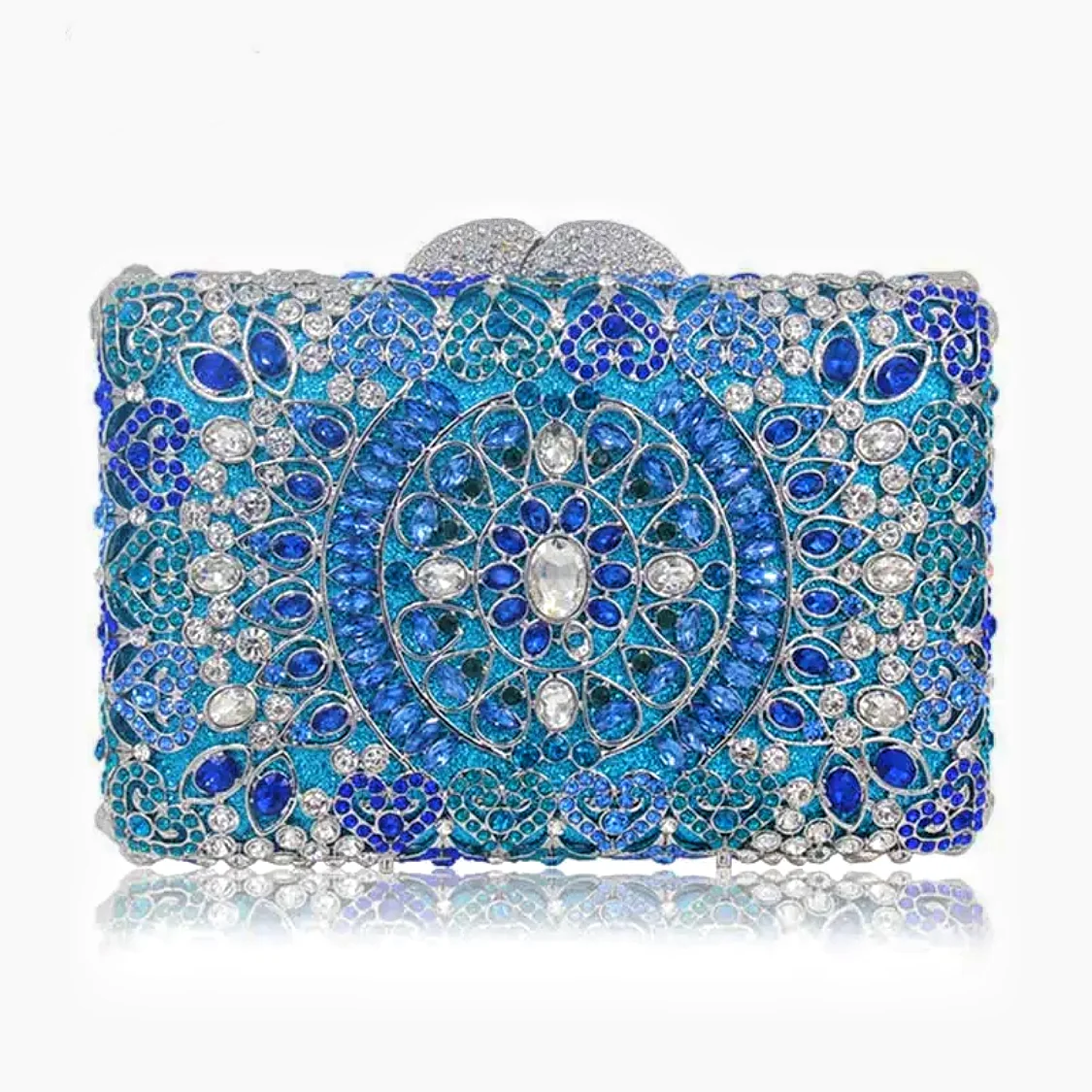 

Luxury Colorful Crystal Evening Bag Flower Diamond Party Purse Pochette Soiree Women Chain Handbags Wedding