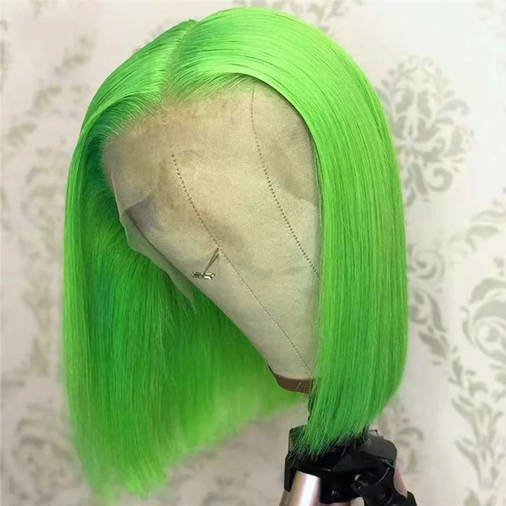 WIF Short Bob dritto capelli colorati parrucca sintetica evidenziare arancione dritto Bob rosa parrucche anteriori in pizzo Cosplay trucco uso