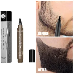 Pluma de llenado de barba para hombres, cepillo potenciador de barba, herramientas de modelado de coloración de barba, lápiz de reparación de cabello impermeable, cosmético