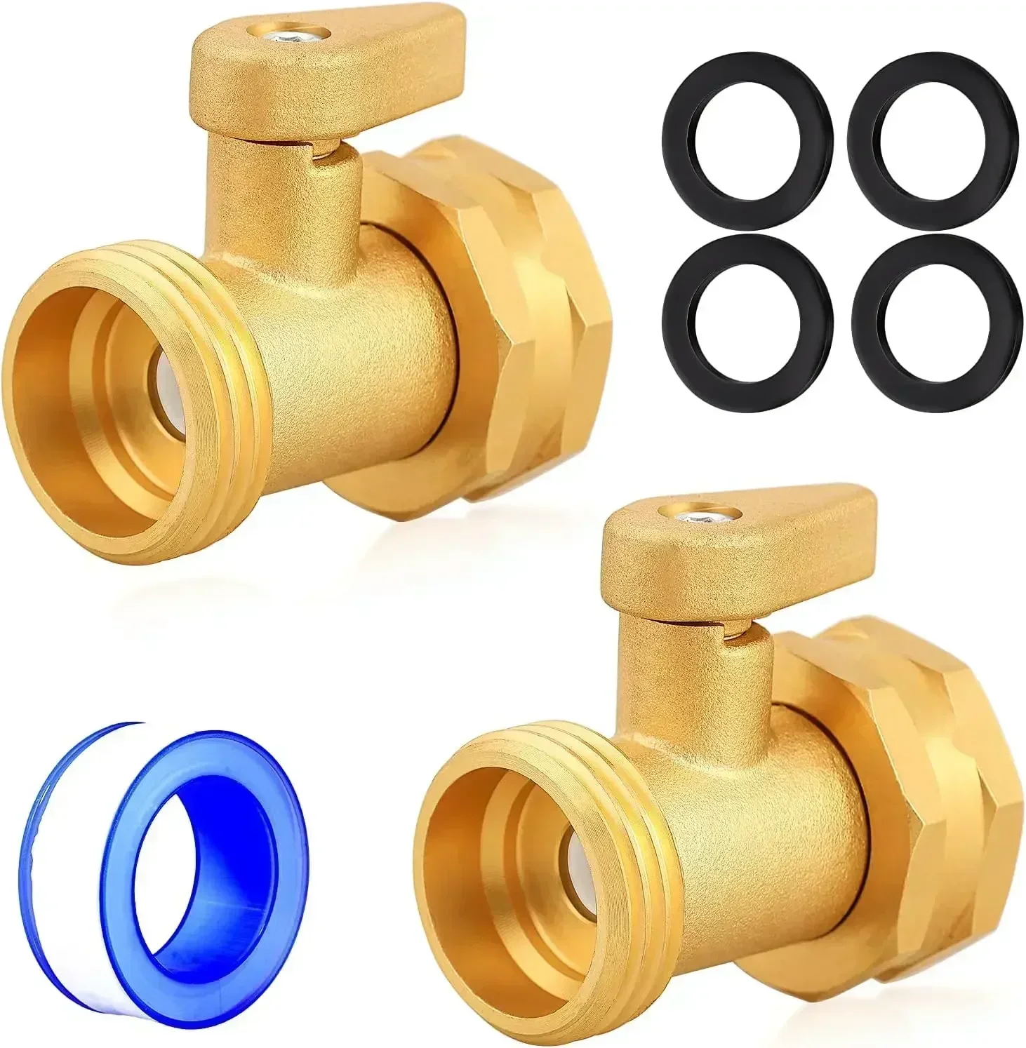 2PCS Garden Hose Shutoff Valve 3/4 Inch Heavy Duty Brass Ball Valve Connector  For Test Measurement Tool Accessory