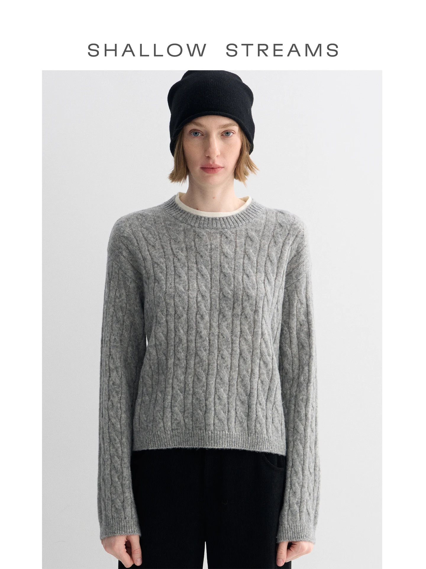 

Женский вязаный свитер с эффектом двухслойности, в стиле колор-блок, осенне-зимний, с длинными рукавами и круглым вырезом