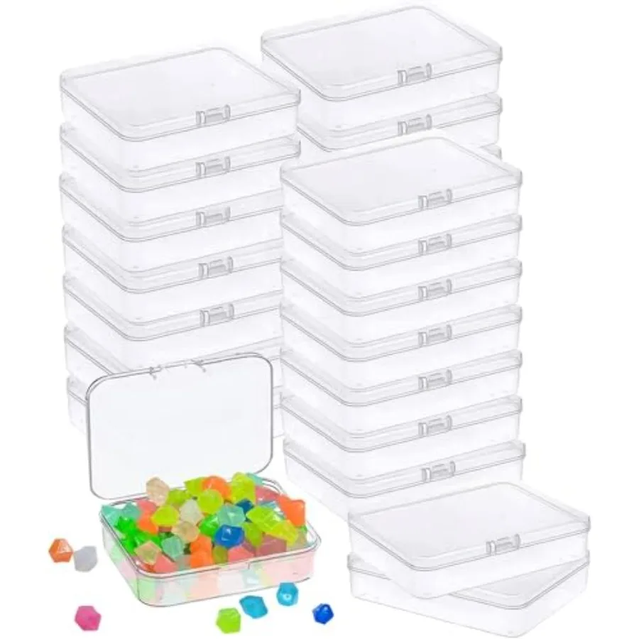

Pcs Mini Plastic Storage Containers Box with Lid, 3.5x2.4 Inch Clear Rectangle Box for Collecting Small Items, Beads, Game Piec
