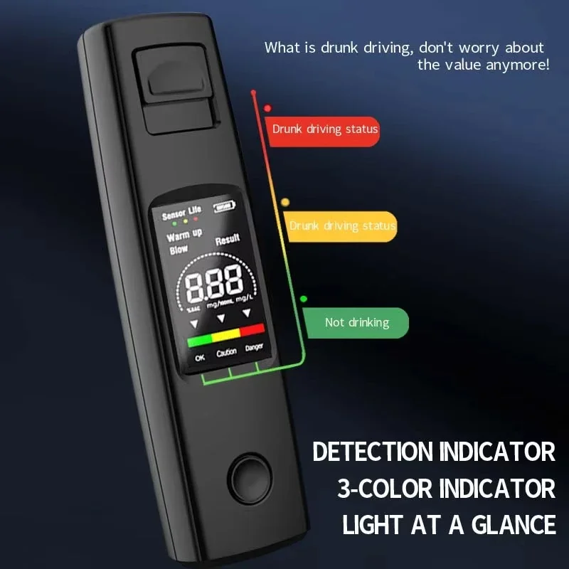 2025 جديد كاشف الكحول المحمولة المهنية حساسية عالية نوع-c شحن الكحول في حالة سكر القيادة أداة إلكترونية للسيارة
