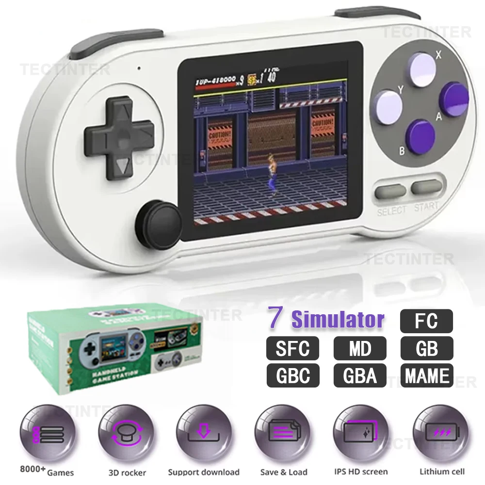SF2000 3 بوصة IPS شاشة المحمولة مشغل ألعاب محمول لعبة فيديو وحدة التحكم المدمج في 8000 + ألعاب ريترو لعبة لاعب