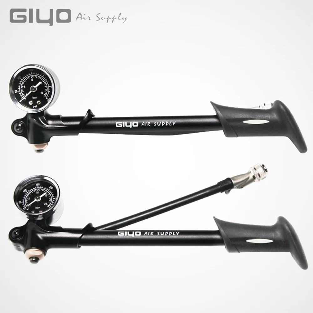 GIYO Foldable 300PSI High-Pressure Bike Air Shock Pump With Lever & Gauge for Fork and Rear Suspension Mountain Bicycle GS-02D