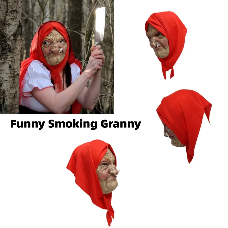 Halloween horreur déguisement masque de fête fumée grand-mère réaliste vieilles femmes masque facial Halloween Horrible masque effrayant Cosplay accessoires