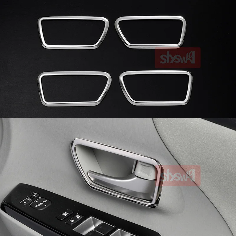 For Toyota Prius A 40  ZVW40 Door Bezel Interior Handle Cover Trim 4 PCS High Srade Chrome Bright Frame Decorative Accessories