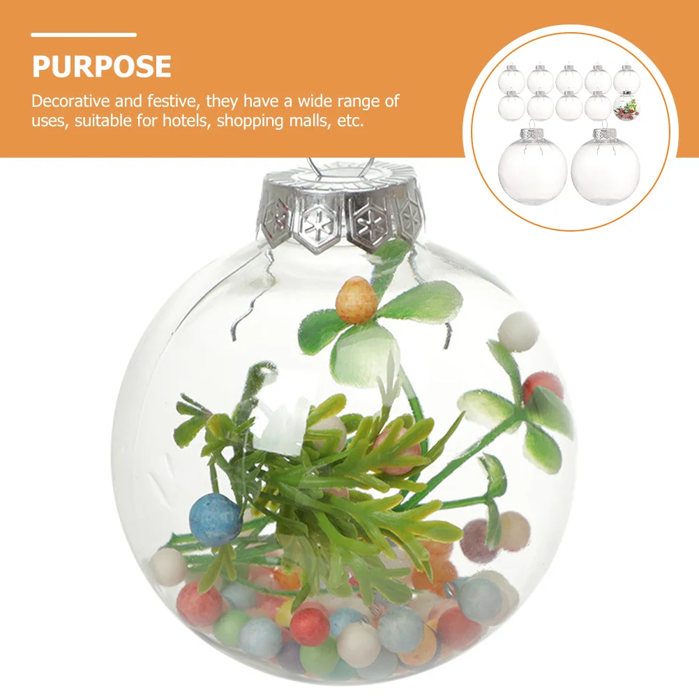 

12pcs Clear Reusable Fillable Christmas Ornaments Decorative Balls For Tree Xmas Decor Holiday Home Hotel Mall Decoration Crafts