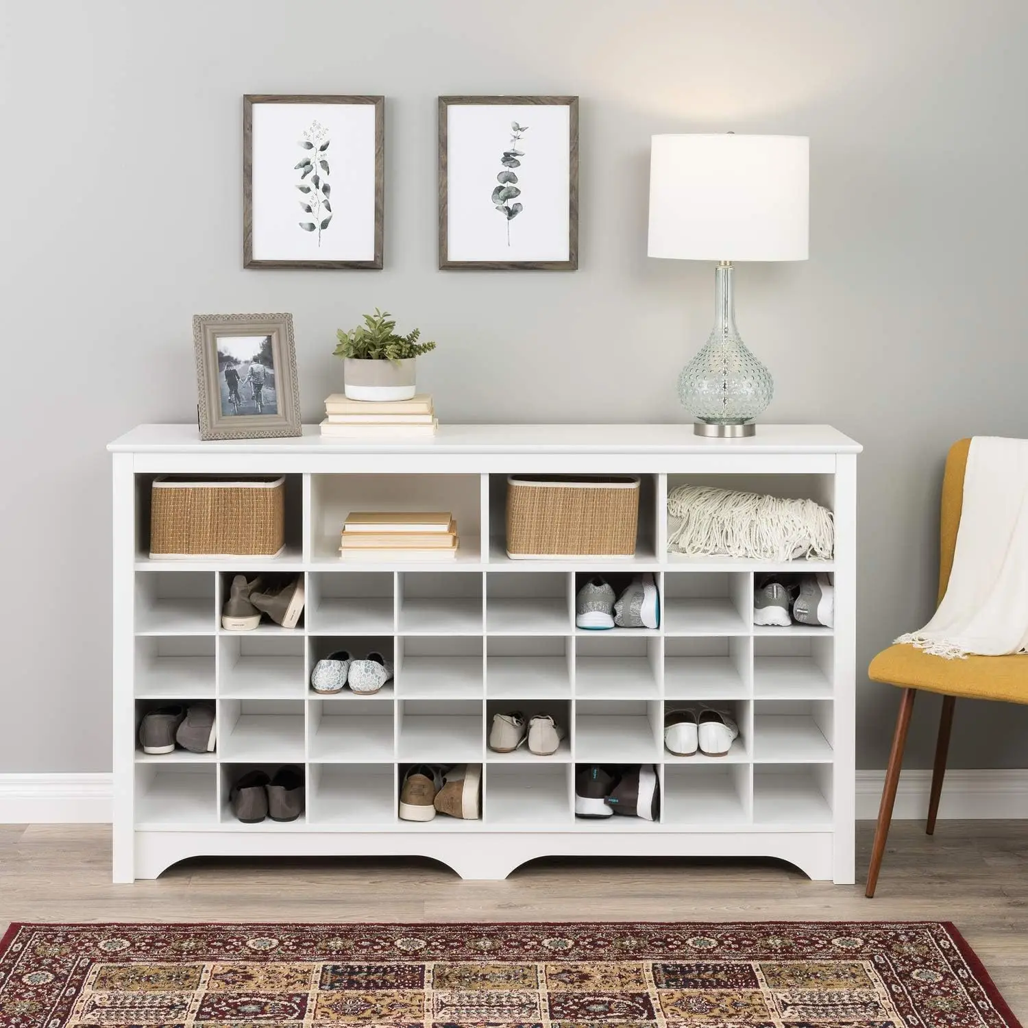 

60 inch Shoe Cubby Console , White