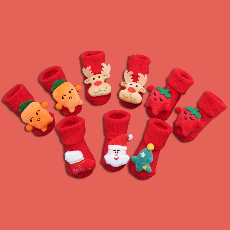 2024 Christmas Stockings New Year Gift As Newborn Infant Baby Christmas Tree Santa Claus Non-slip Comfortable Warm Toddler Shoes