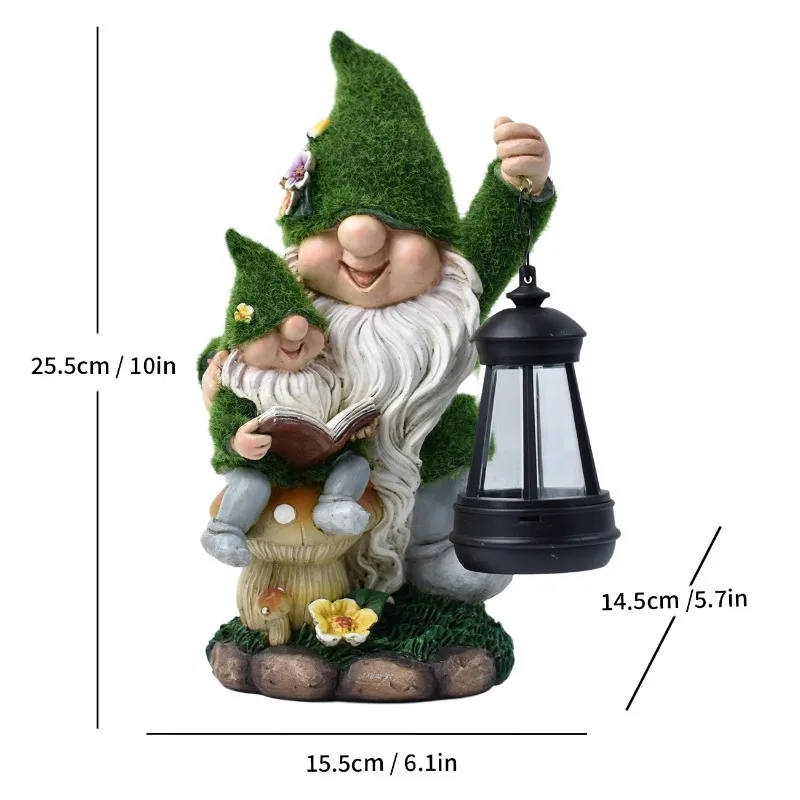 Solar Garden Statues Lights - Garden Gnome Decorations for Yard, Outside, Patio, Balcony - Gardening Housewarming Birthday Gifts - view 5