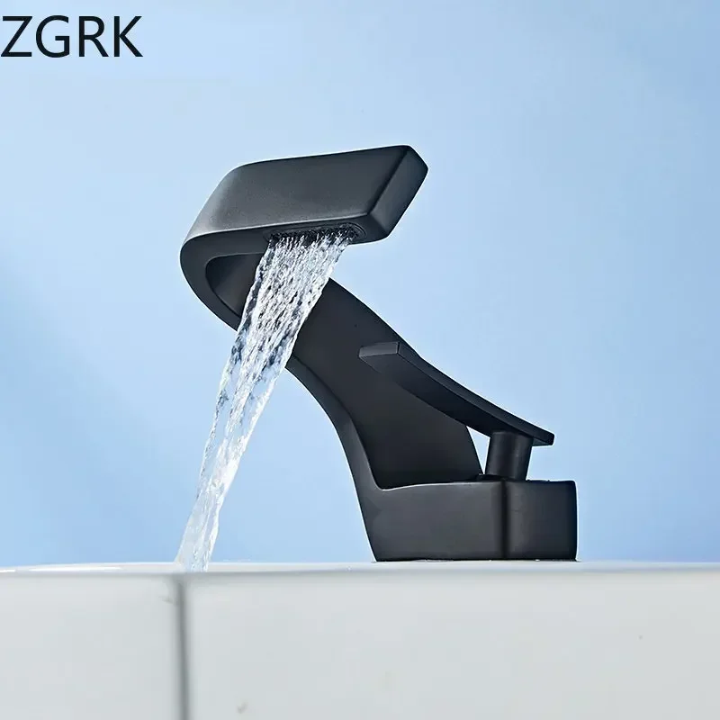 Basin Faucet Black Bathroom Mixer Tap Deck Mounted Basin Sink Faucet Hot and Cold Water Chrome Faucet Taps Brushed Gold