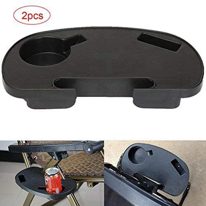 2Pcs Oval Zero Gravity Chair Cup Holder,Clip On Chair Table Chair Tray With Cellphone Slot And Snack Tray