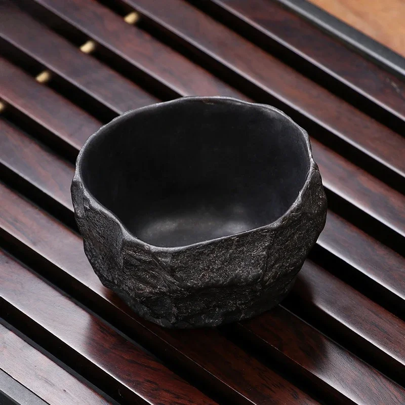 Stone engraved natural moraine teacup, purely handmade whole stone hand-chiseled cup