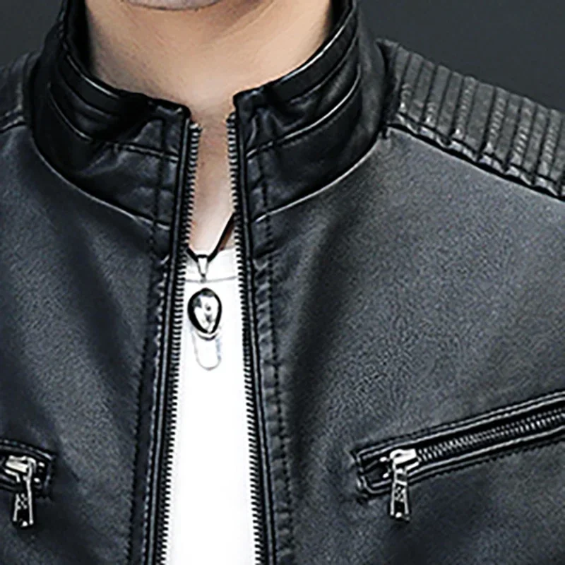 Slim Fit Short Coat Men Fashion Leather jacket Blazer Jackets Male Outerwear Men Streetwear Casual Leather Suit Jacket Men