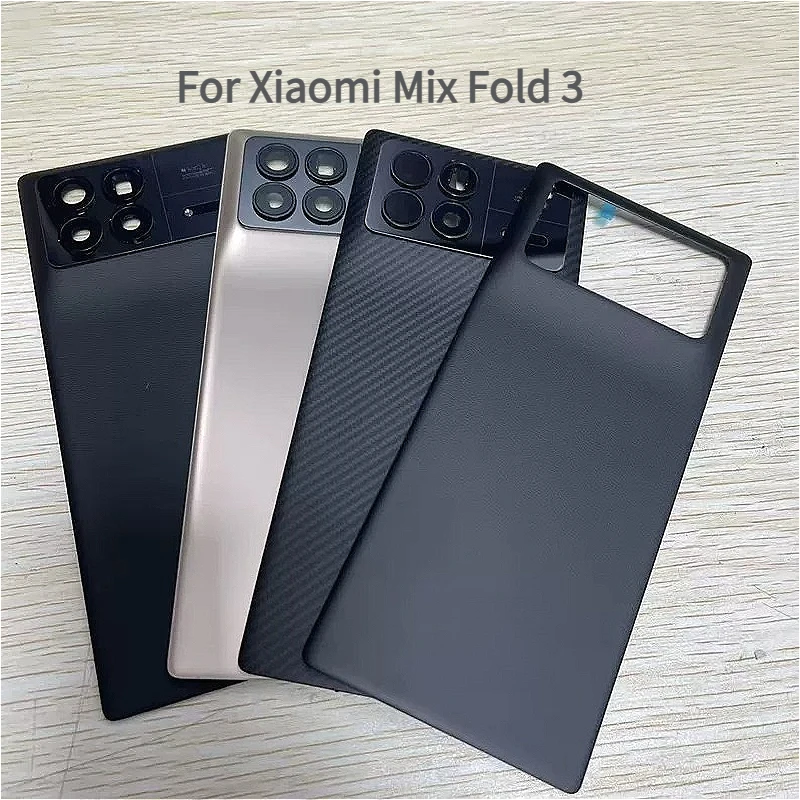 A+ Grade Battery Back Cover For Xiaomi Mix Fold 3 & Fold3 , Rear Housing Lid Replacement With Adhesive + Camera Frame Glass Lens