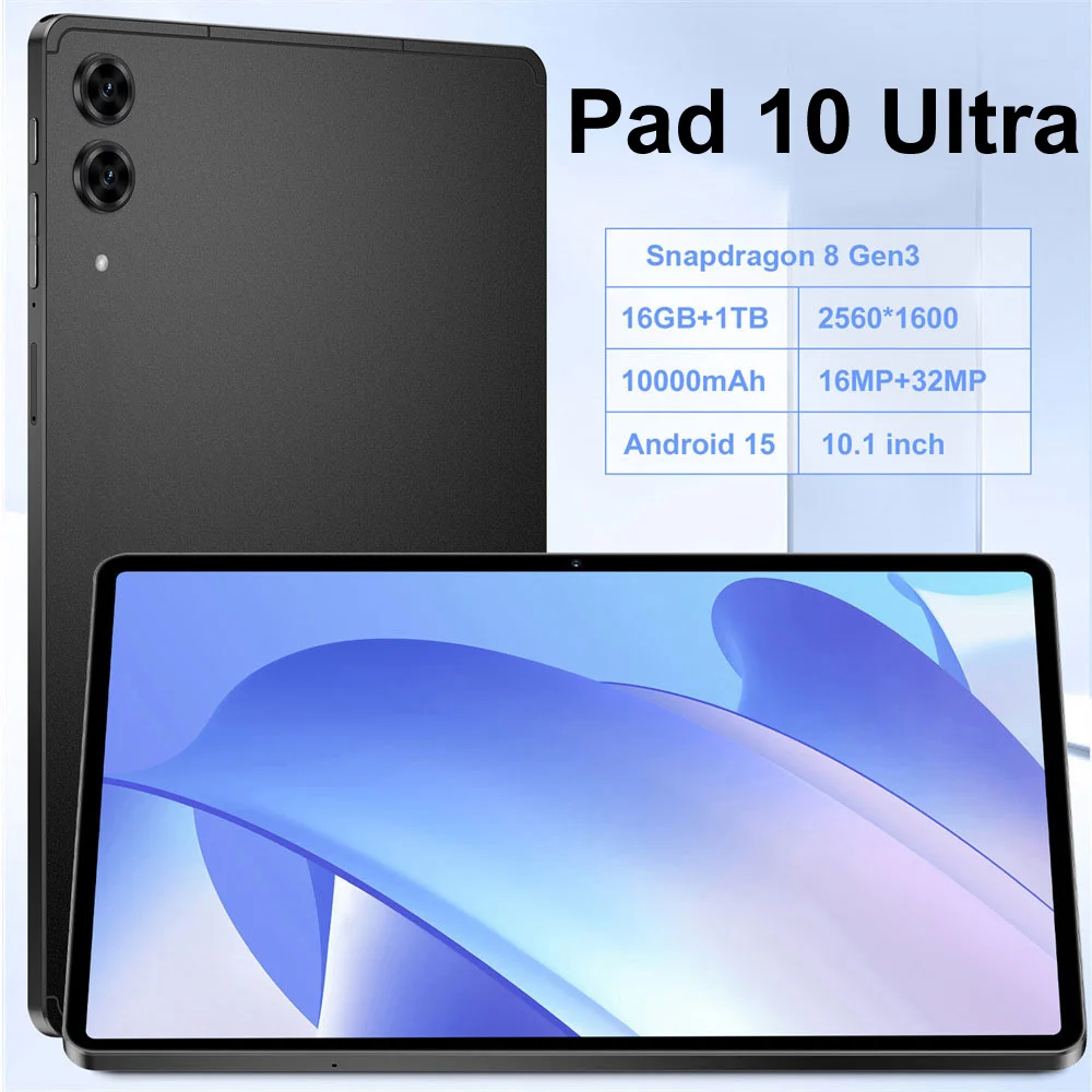 

2026 New Pad 10 Ultra 10.1 inch Global Version Android 20000mAh Battery Tab 22GB+2TB Tablets 4G 5G Dual SIM WIFI For Kids PC