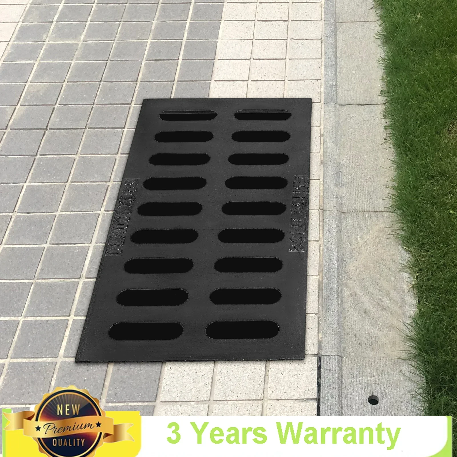 Metal Rectangular Groove Drainage Grille with 2T Load-bearing Capacity,Outdoor Sewer Cover for Courtyards, Gardens, Parking Lots