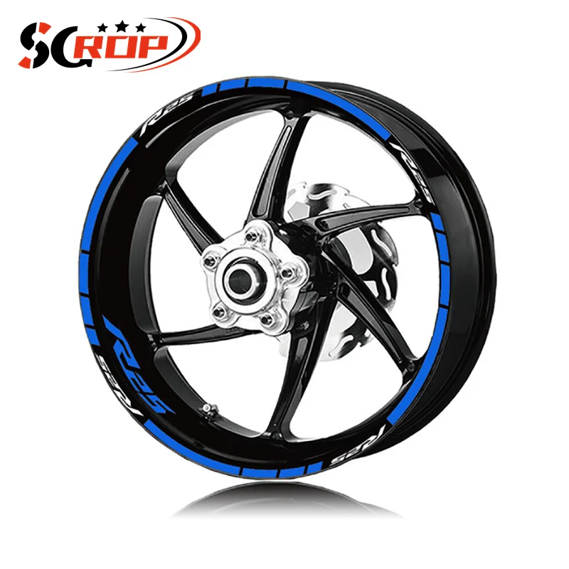 Waterproof Stickers For YZF R3 R15 R25 R1 R6 SuperTenere FJR1300 FAZER FZ1 Moto Inner Rim Stripe Tapes Wheel Reflective Decals