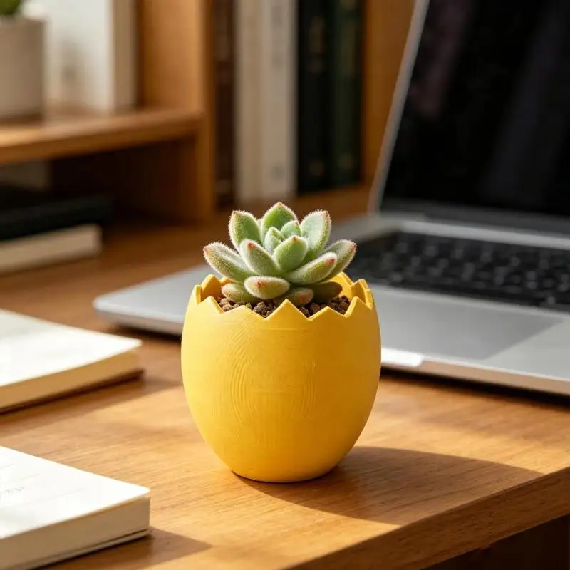 3d Printed Ornament One-piece Molded Decoration 3d Printed Cracked Egg Planter Eggshell Flowerpot Modern Ceramic-finish Holder