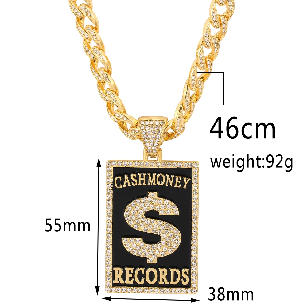 Fashion $ Dollar Necklace Charm Crystal Iced Out Cuban Necklace For Man Collar Hip-hop Rock Heavy Luxury Necklace For Friends