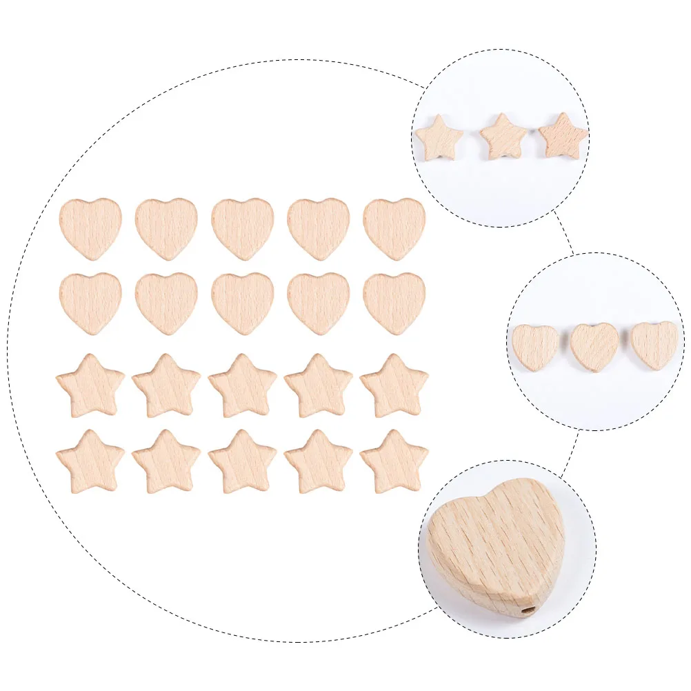 20pcs Wooden Beads Beaded Ornaments Jewelry Making DIY Craft Educational Toy for Kids Parent-Child Game Creative Pendant Gift