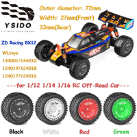 72mm ​Front Rear Tires 12mm HEX for 1/10 1/12 1/14 RC Off-Road Car Wltoys XK 144001 144010 124019 124017 124016 ZD Racing BX12