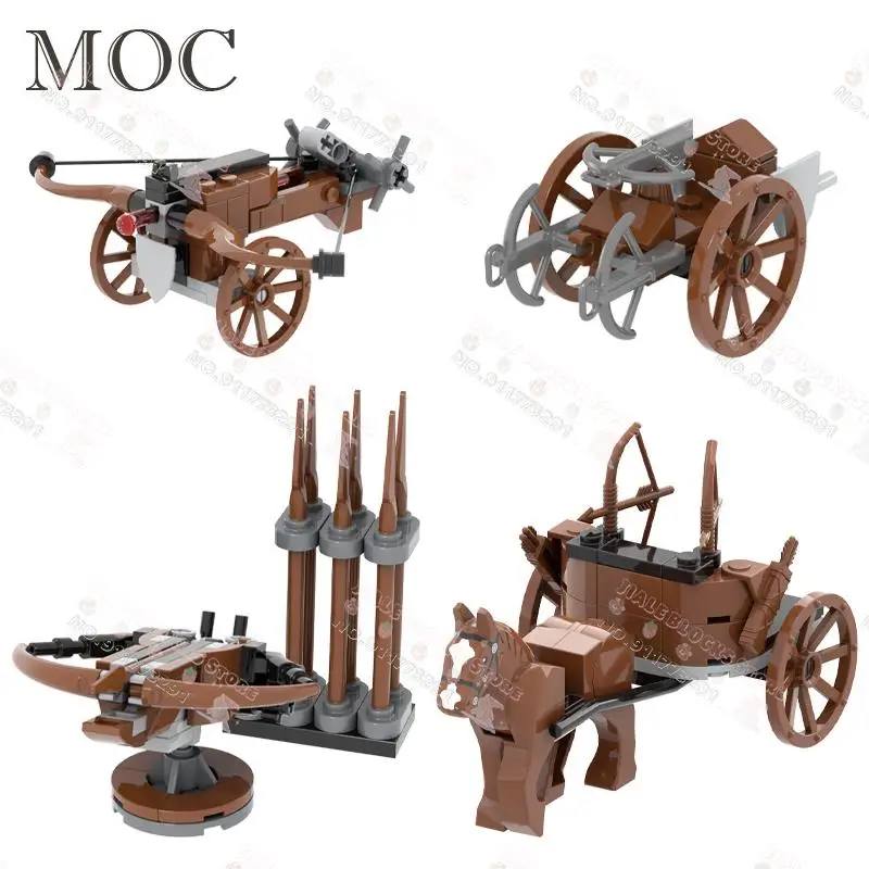 Medieval Military Series Weapon MOC Building Blocks Bow And Arrow Carriage Crossbow Ballista Model Assembly Bricks Toys For Kids