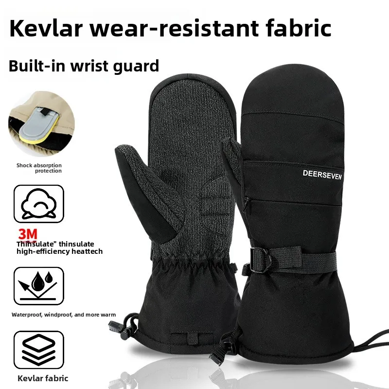 

Варежки унисекс для сноуборда, водонепроницаемые и утолщенные, с изоляцией 3 м, ветрозащитные, зимние теплые перчатки, защитное снаряжение для катания на лыжах, сноуборде