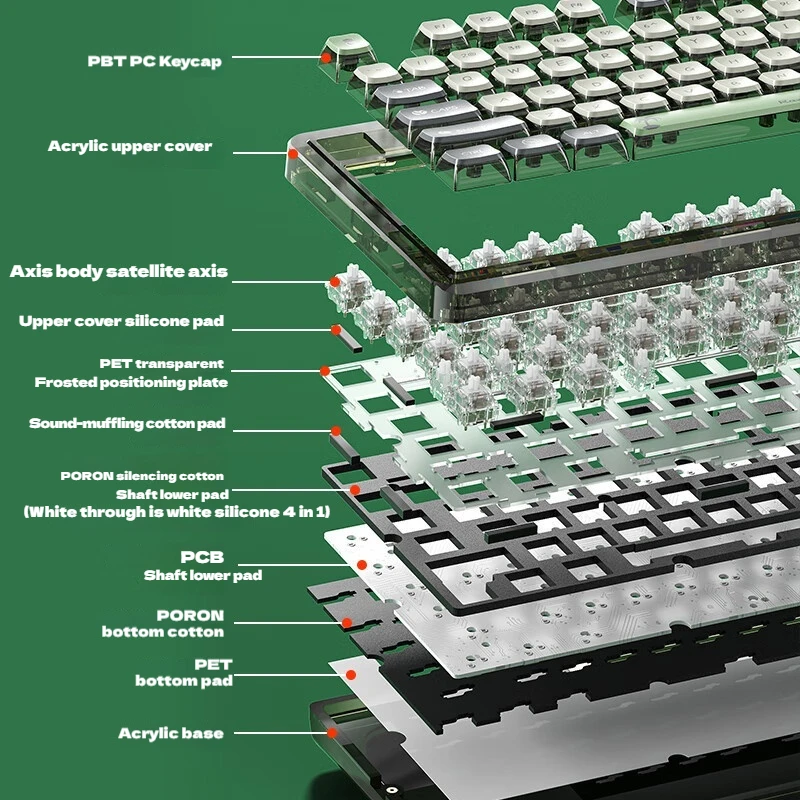 Leobog K81 Tastiera da gioco meccanica wireless Connessione tripla modalità wireless e cablata Struttura della guarnizione del layout al 75% Spina calda Rgb