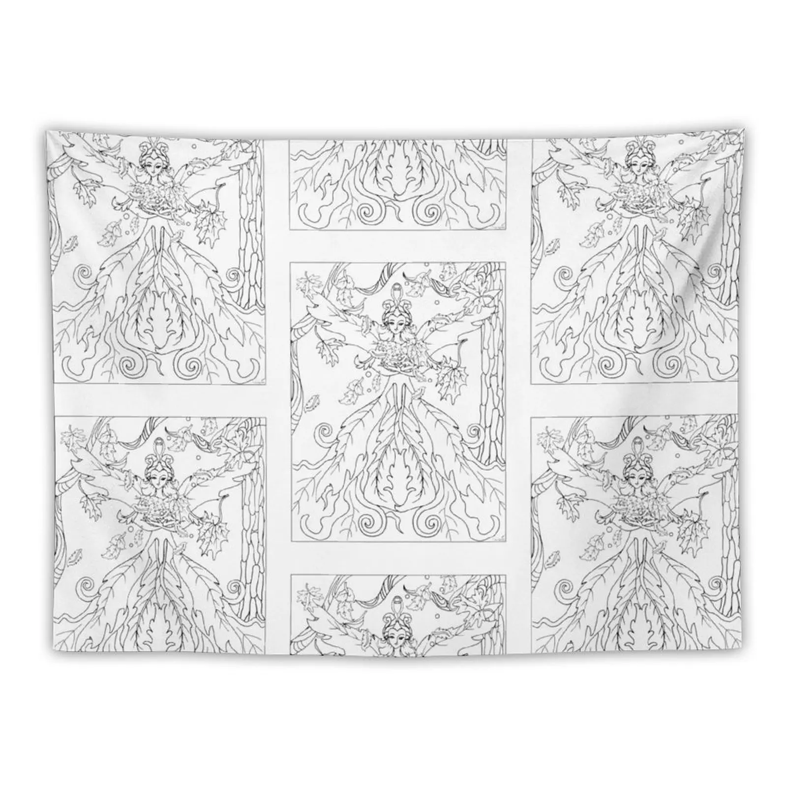 

New autumn fairy, fall fairy bringing in autumn in a leafy dress-colorable design Tapestry Aesthetic Room Decors Room Design