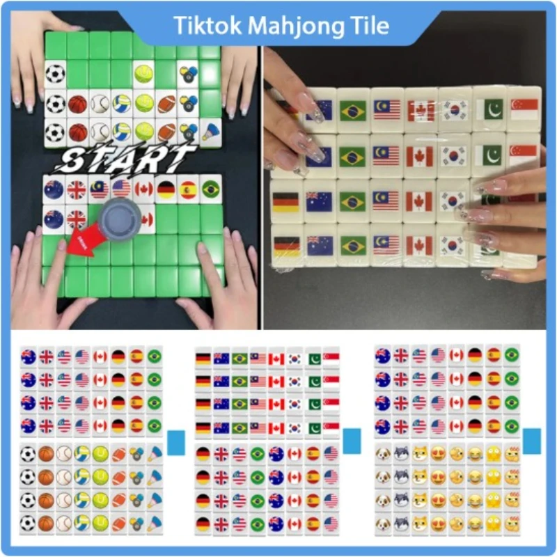 

64+1 Block Seaside Escape Mahjong Tile Tiktok Popular Game Plant Vs Zombies Double Pattern Battle Play Party Puzzle Toy Fun Gift