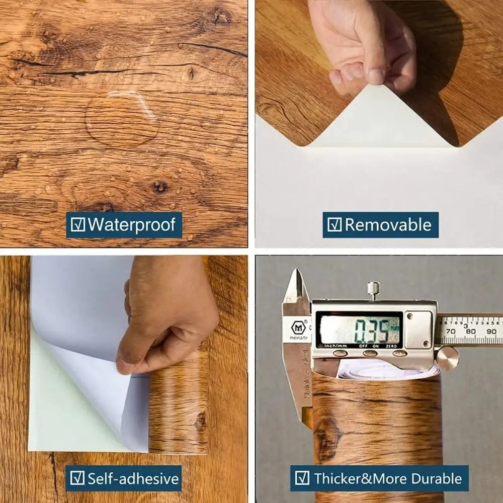 

Новые маслостойкие обои под дерево, съемные, простая установка, настольная бумага, дизайн доски, прочные водонепроницаемые обои