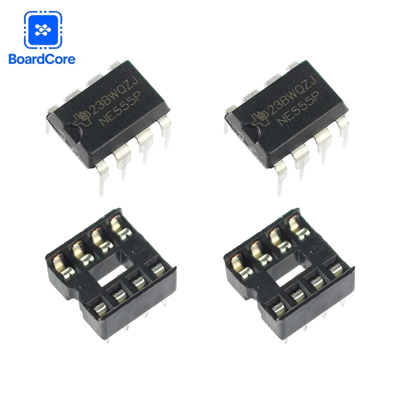 New NE555 NE555P DIP-8 Timer IC + IC 8 Pin Socket Kit (10PCS+10PCS) - Precision Oscillator Chip with Socket for DIY Electronics