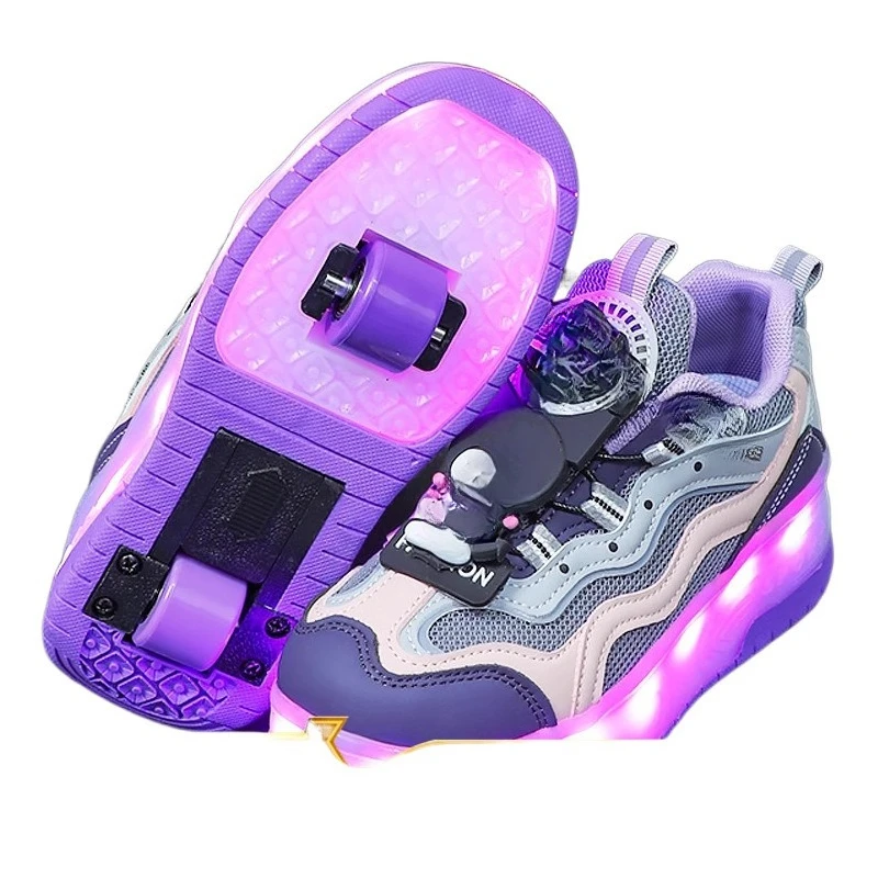 

Girls with wheels new summer children's invisible double wheel pulley shoes Kulomi burst shoes
