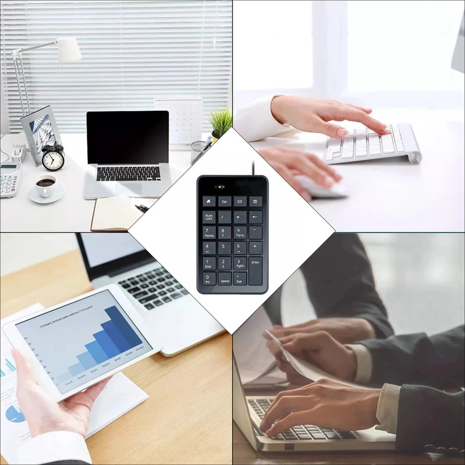 USB Number Pad Compact Numeric Keypad External USB Wired Numpad Silent Typing PC External Extension Small Numpad Number Pad