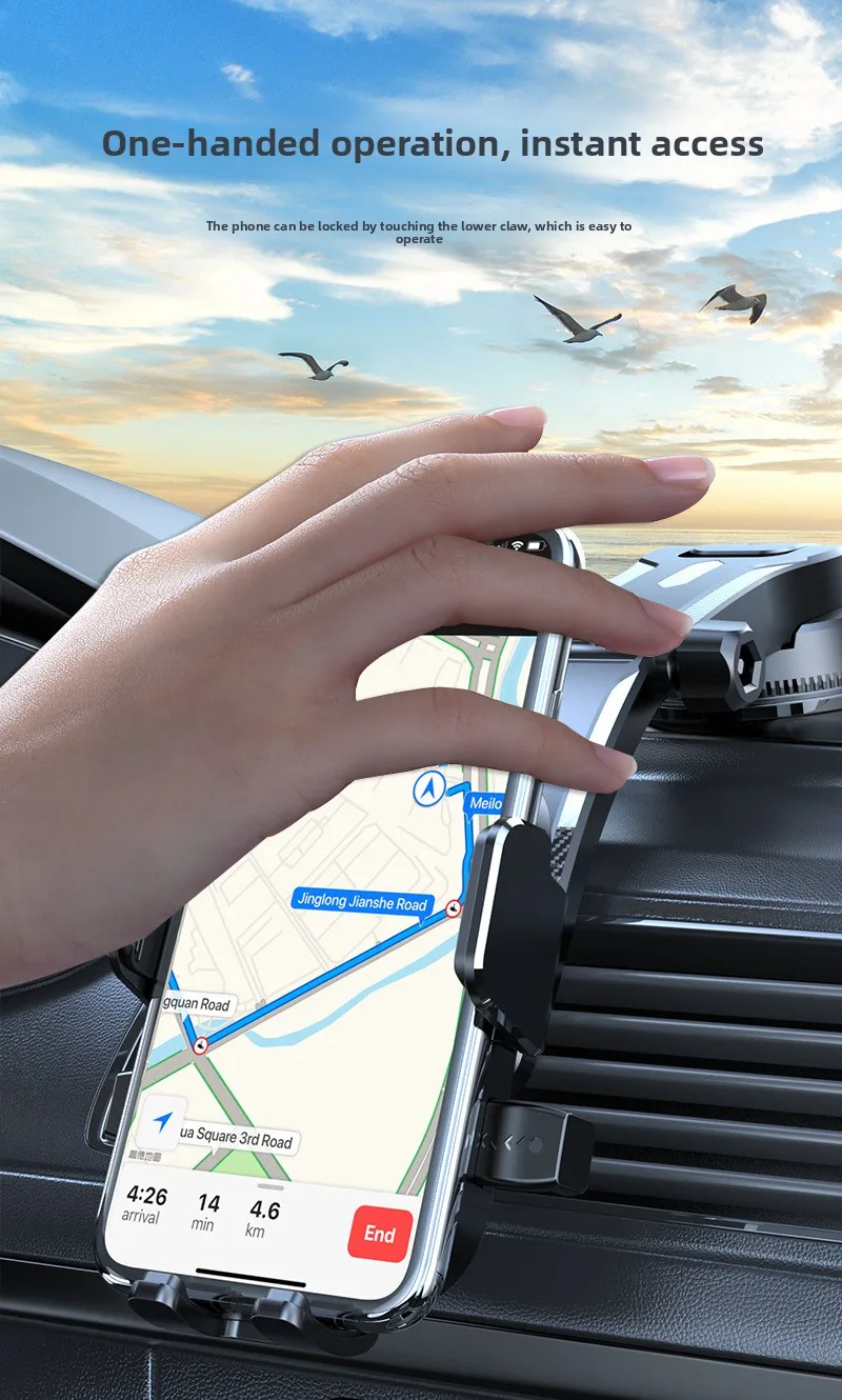 Auto-Handyhalterung mit Klebe-Saugnapf, faltbar, drehbar und hitzebeständig für die Mittelkonsole des Armaturenbretts – Detail 7