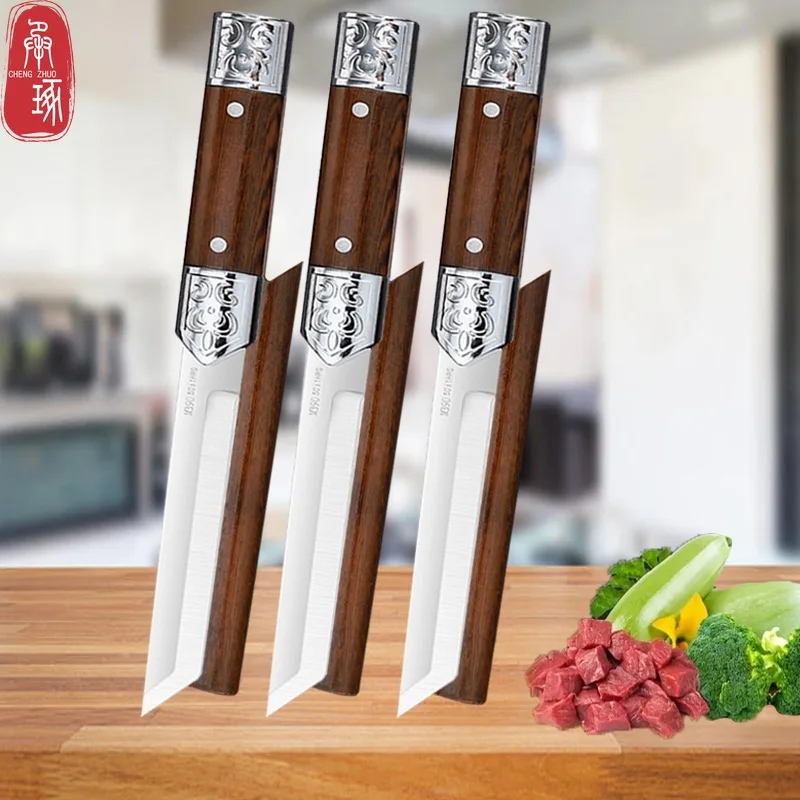 WXCOO Portable Meat Slicing Kitchen Knives High Hardness Fruit Paring Pocket Knife Stainless Steel Knife for Fruit and Cooking