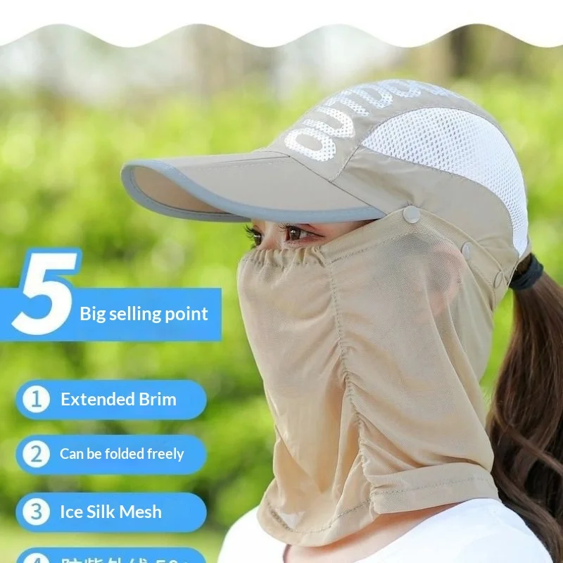 1 Stück Damen-Sonnenhut, leichter tragbarer Maskenhut, faltbar zur Aufbewahrung, staubdichter Hut für Abenteuer, vielseitiger Outdoor-Sonnenhut