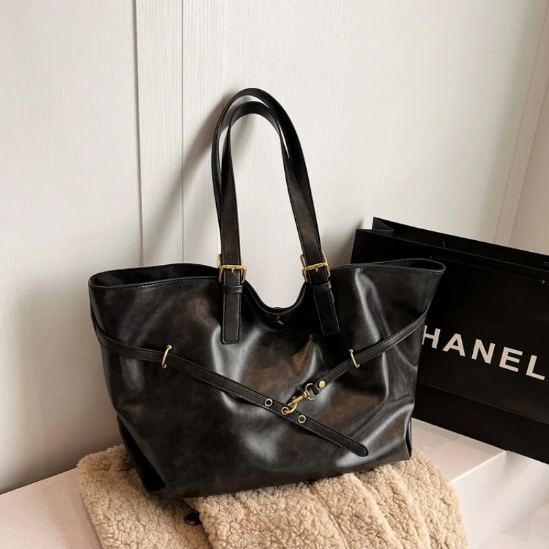 

Осень-зима 2022, женская винтажная сумка-тоут, большая вместительная сумка из искусственной кожи, модные сумки для переноски Y2k, повседневные кошельки на плечо