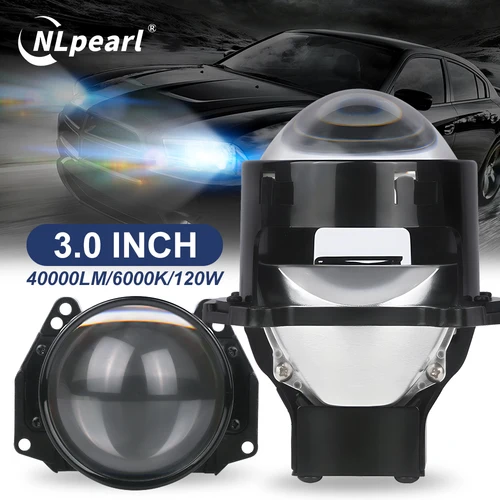 NLpear 2 uds 3 pulgadas Bi LED proyector faros lentes para Hella luces LED proyector 120W 40000LM diodo faro accesorios de coche